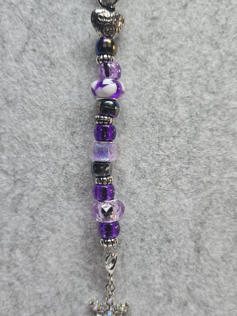 Beaded Purple Charm Pendant